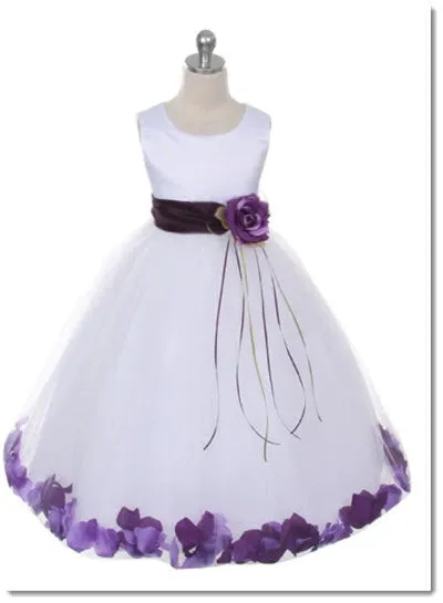 160 C White Sequin Top Petal Flower Girl Dress 2 of 2
