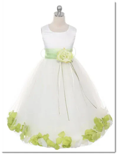 160 C White Sequin Top Petal Flower Girl Dress 2 of 2