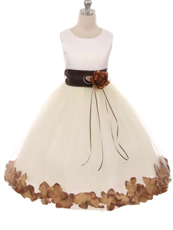160 C White Sequin Top Petal Flower Girl Dress 2 of 2