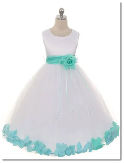 160 C White Sequin Top Petal Flower Girl Dress 2 of 2