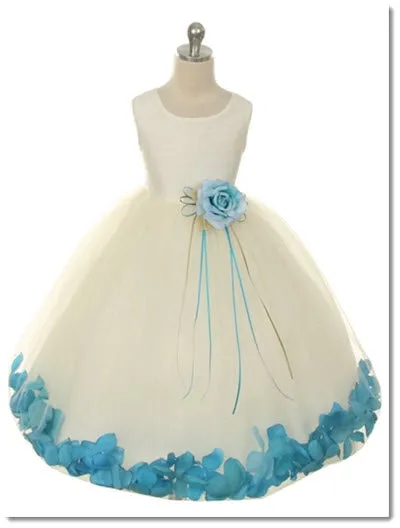 160 C White Sequin Top Petal Flower Girl Dress 2 of 2