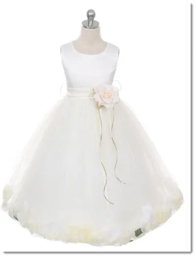 160 C White Sequin Top Petal Flower Girl Dress 2 of 2