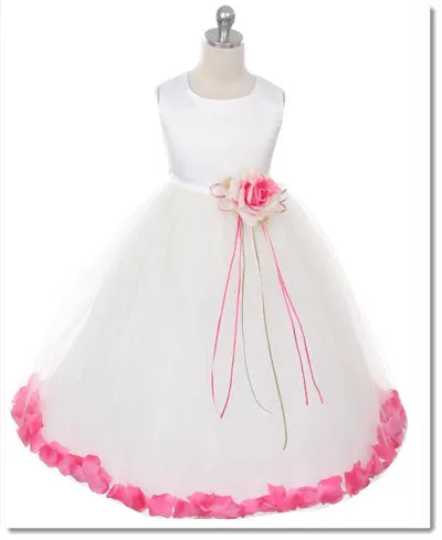 160 C White Sequin Top Petal Flower Girl Dress 2 of 2