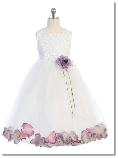 160 C White Sequin Top Petal Flower Girl Dress 2 of 2