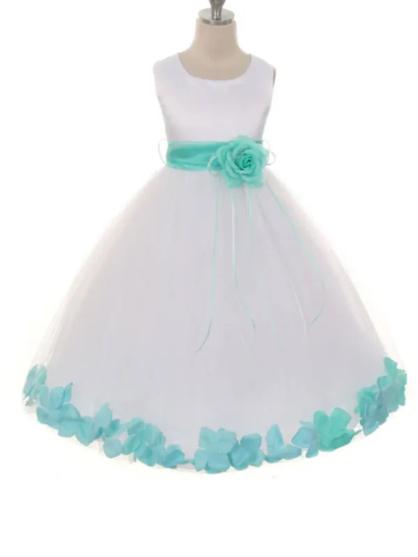160 C White Sequin Top Petal Flower Girl Dress 2 of 2