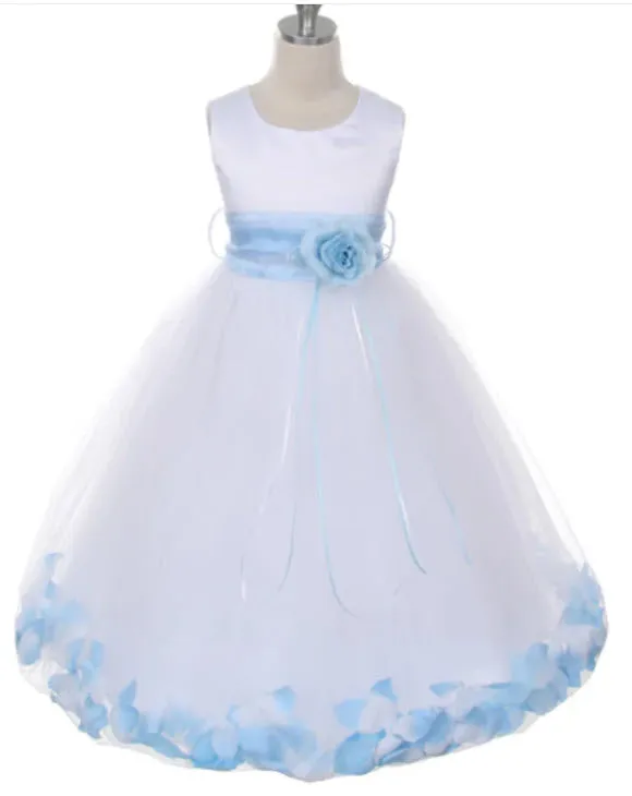 160 C White Sequin Top Petal Flower Girl Dress 2 of 2