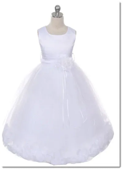 160 C White Sequin Top Petal Flower Girl Dress 2 of 2