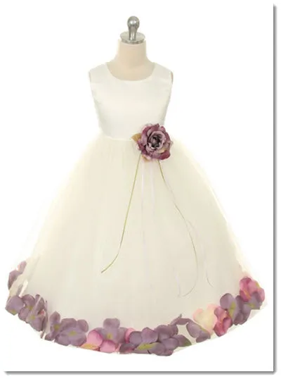 160 C White Sequin Top Petal Flower Girl Dress 2 of 2
