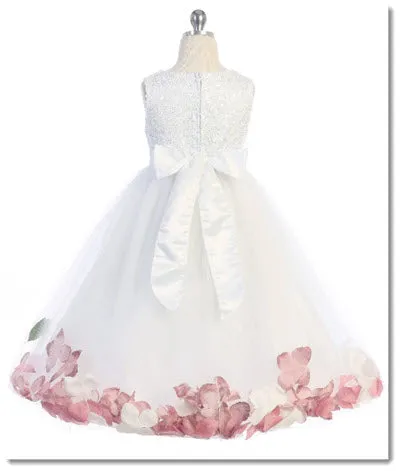 160 C White Sequin Top Petal Flower Girl Dress 2 of 2