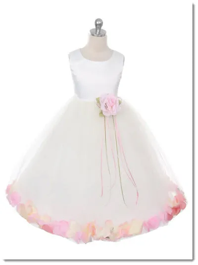160 C White Sequin Top Petal Flower Girl Dress 2 of 2
