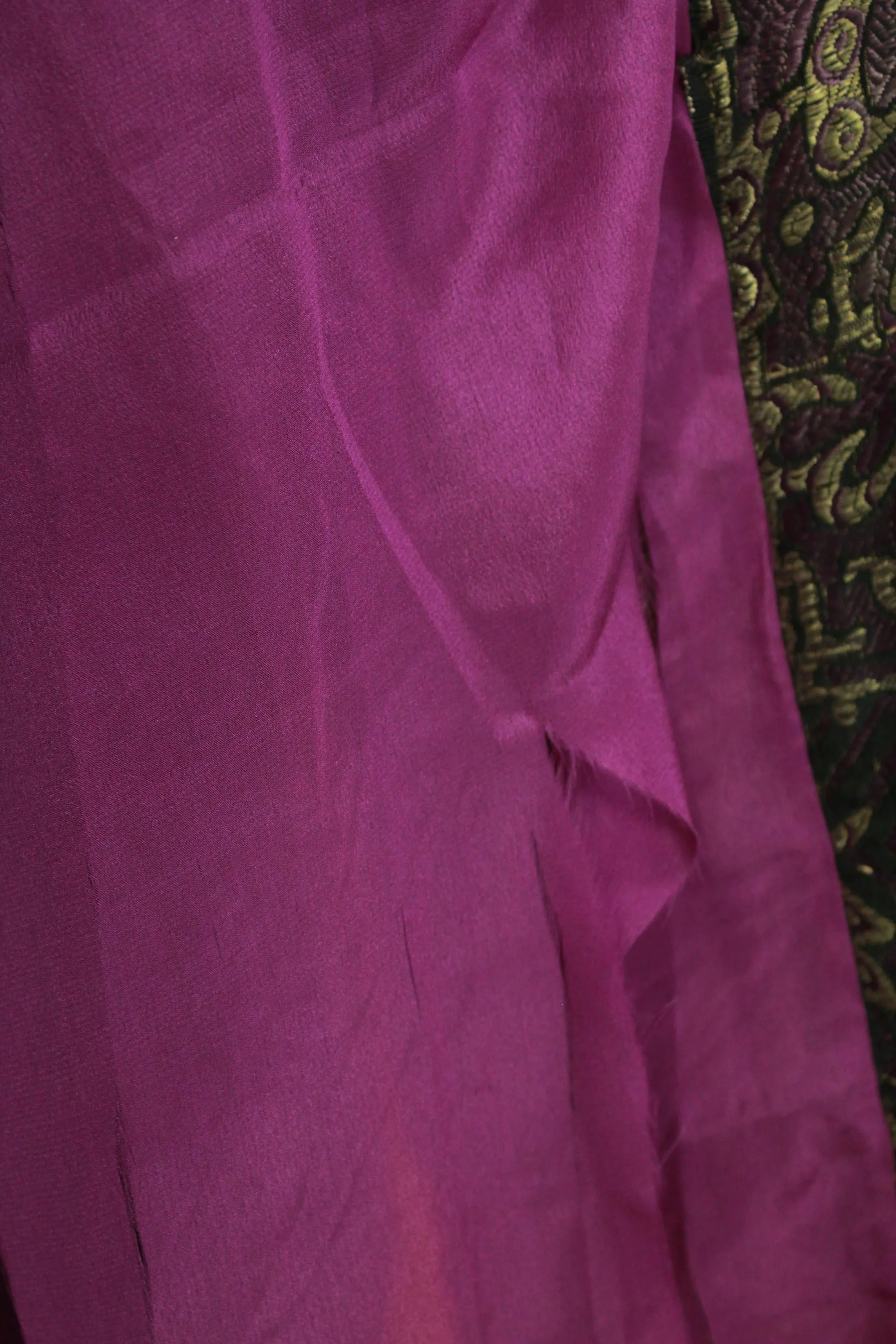 1920s Metallic Lamé Fabric, 1.7 Yards, Antique Skirt Piece, Silk, Art Deco Print in Purple and Gold,