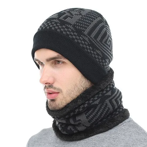 2 Piece Winter Knitted Beanie and Scarf