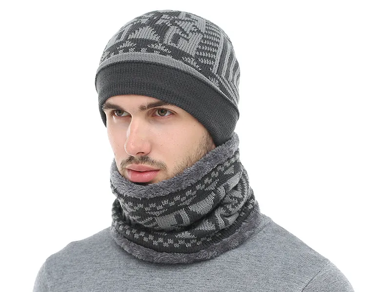 2 Piece Winter Knitted Beanie and Scarf