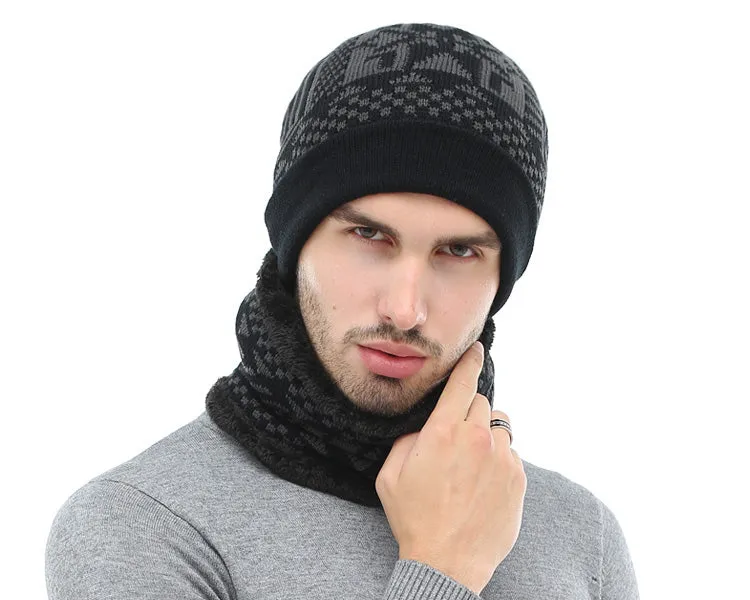 2 Piece Winter Knitted Beanie and Scarf
