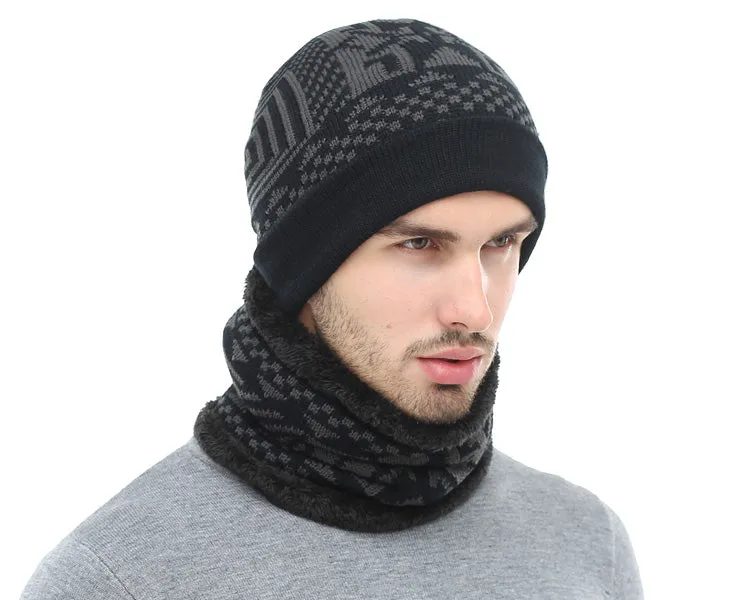 2 Piece Winter Knitted Beanie and Scarf