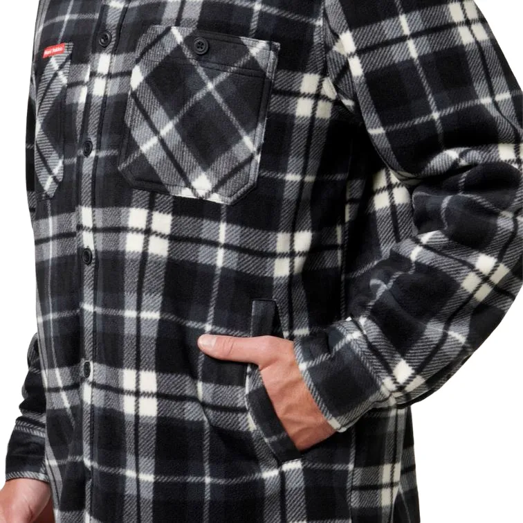 2 x Mens Hard Yakka Legends Sherpa Fleece Jacket Shirt Black/Grey   Free Beanie