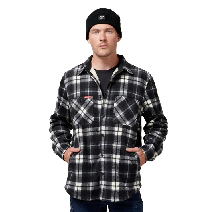 2 x Mens Hard Yakka Legends Sherpa Fleece Jacket Shirt Black/Grey   Free Beanie