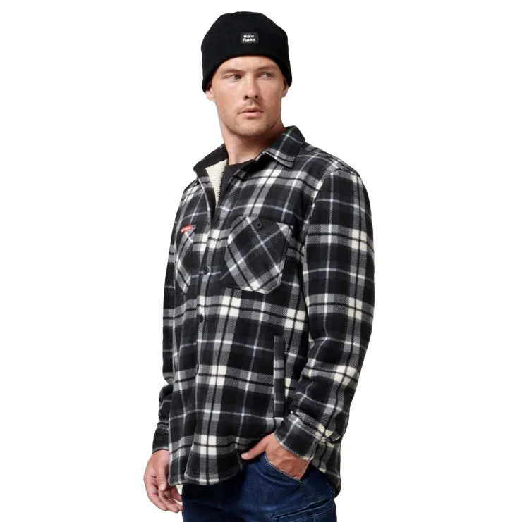 2 x Mens Hard Yakka Legends Sherpa Fleece Jacket Shirt Black/Grey   Free Beanie