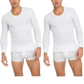 2x Holeproof Aircel Thermal Mens T-shirt Long Sleeve White Tee Top MYPU1A Bulk Base Layer