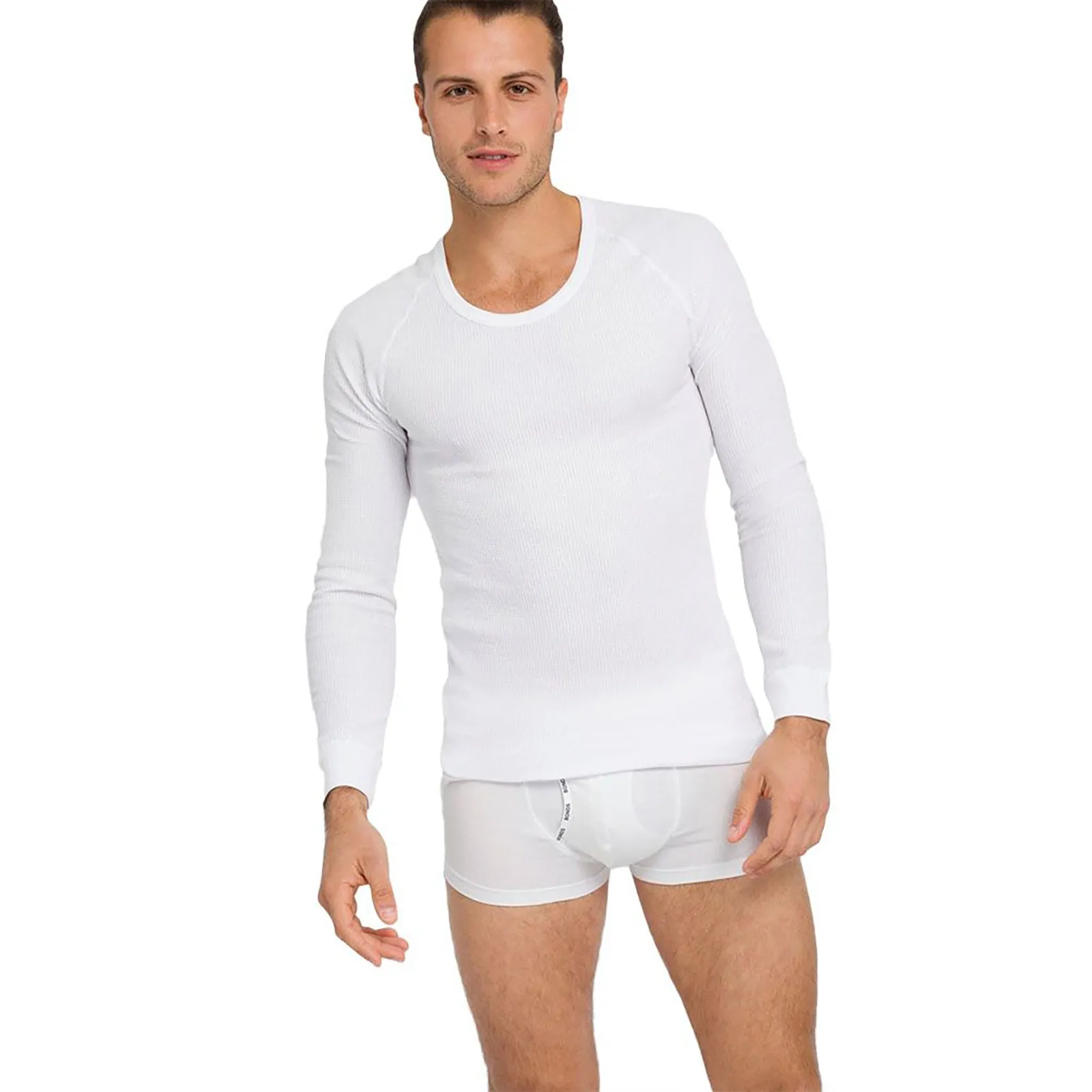 2x Holeproof Aircel Thermal Mens T-shirt Long Sleeve White Tee Top MYPU1A Bulk Base Layer