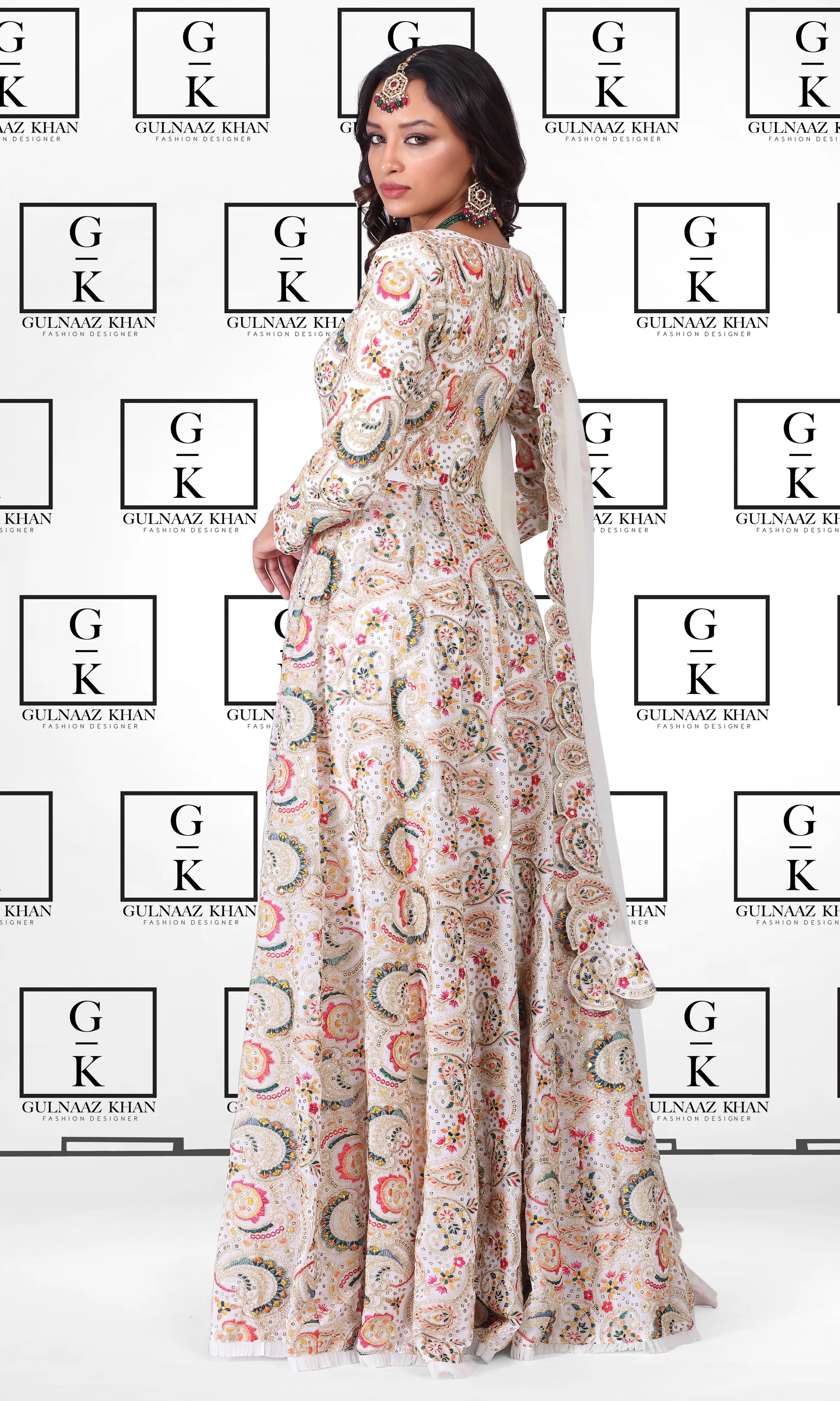 Aabdar White Afghan Dress