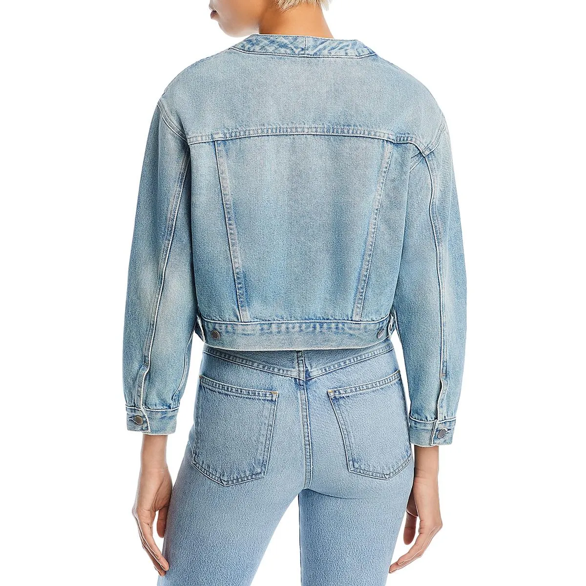 Adriano Goldschmied Womens Collarless Cropped Denim Jacket