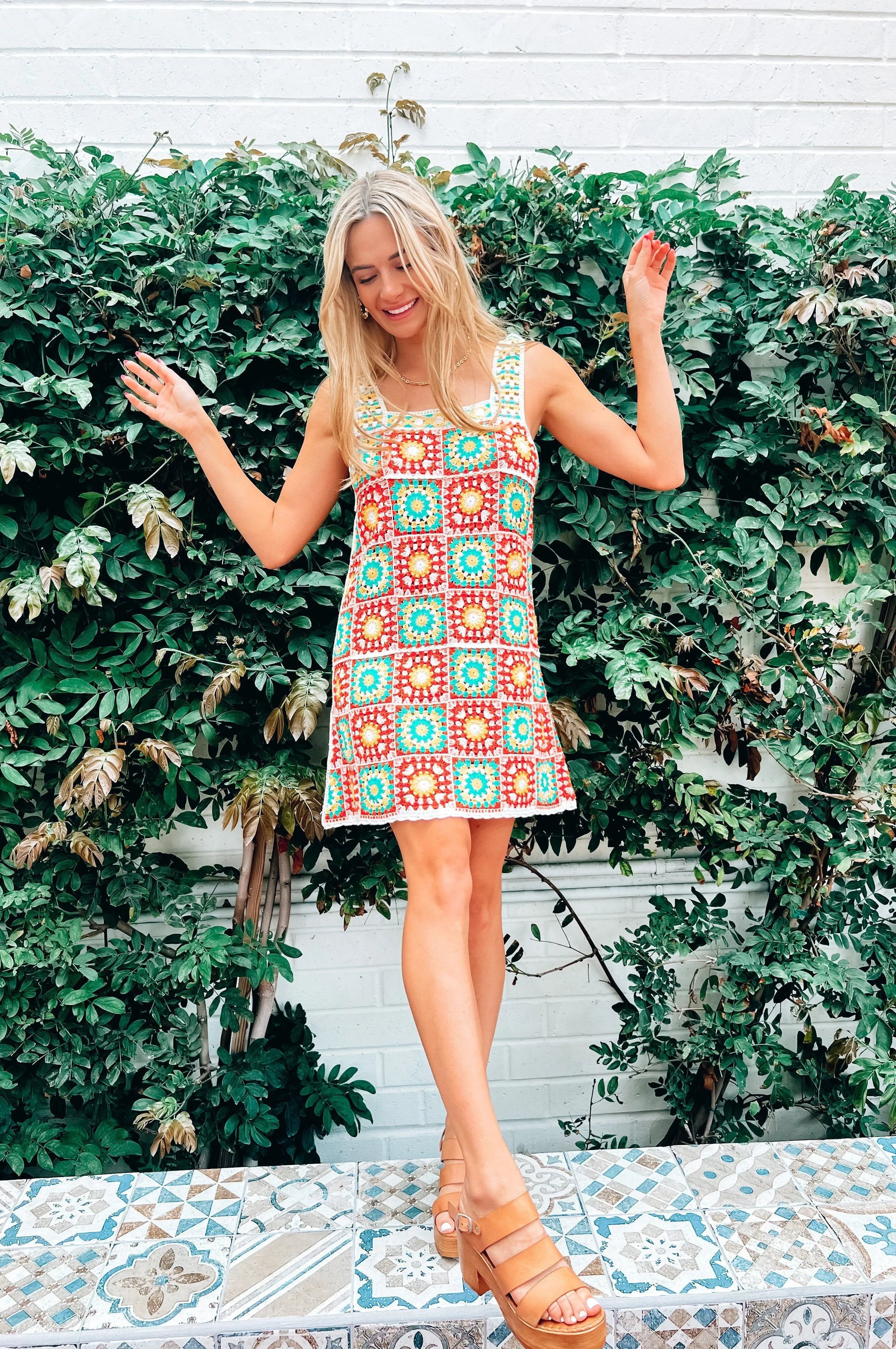 Amalfi Coast Crocheted Dress Orange