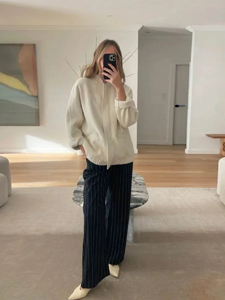 Back To School Joskaa Fashion Solid Stand Collar Zipper Short Jacket Women Casual Full Sleeve With Pocket Cropped Coat 2024 Autumn Lady Chic Outerwear