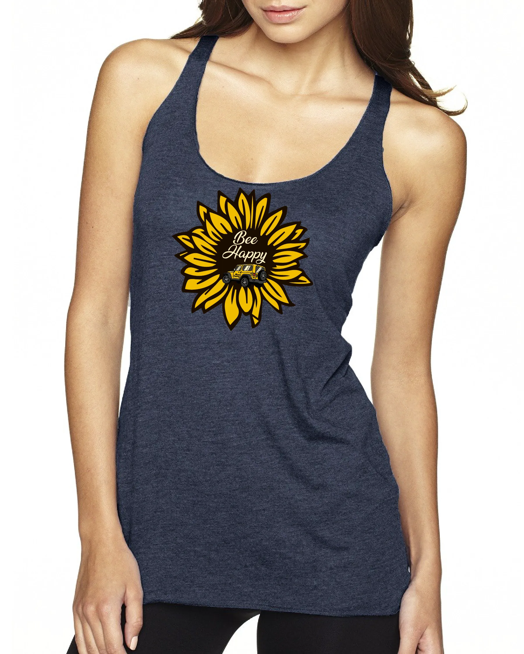 Bee Happy Sunflower Racerback Tank
