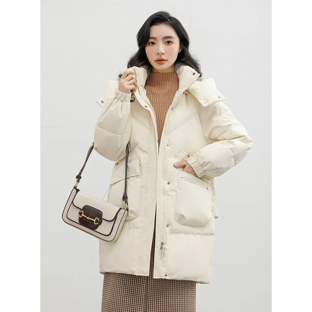 Bellows Pocket Mid-Length Puffa Hooded Parka