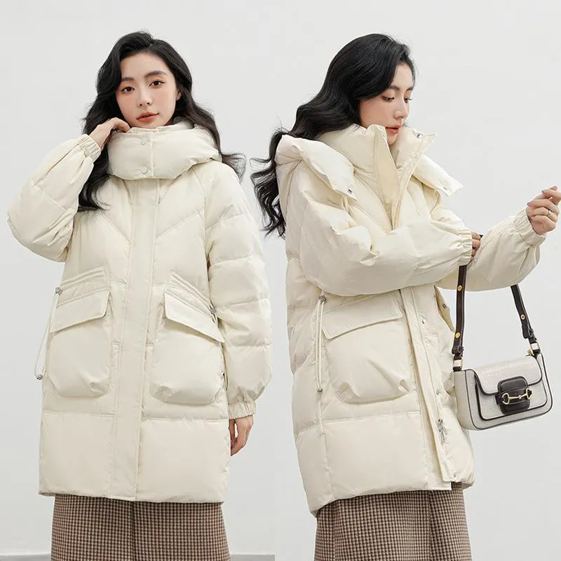 Bellows Pocket Mid-Length Puffa Hooded Parka