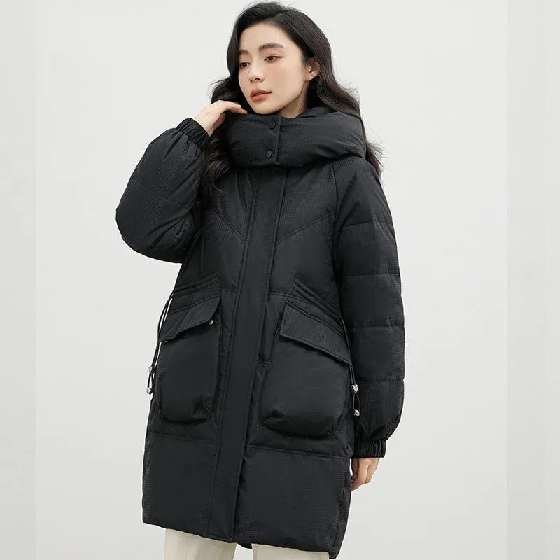 Bellows Pocket Mid-Length Puffa Hooded Parka