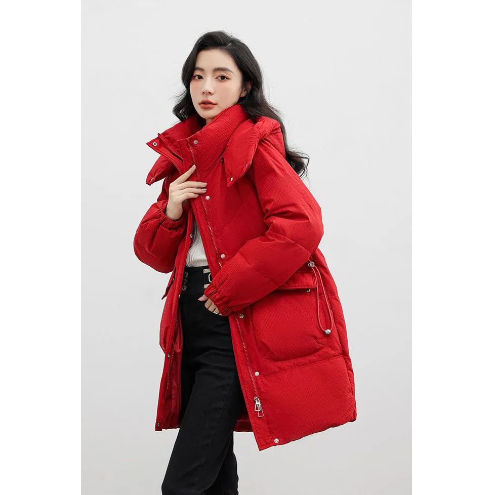 Bellows Pocket Mid-Length Puffa Hooded Parka