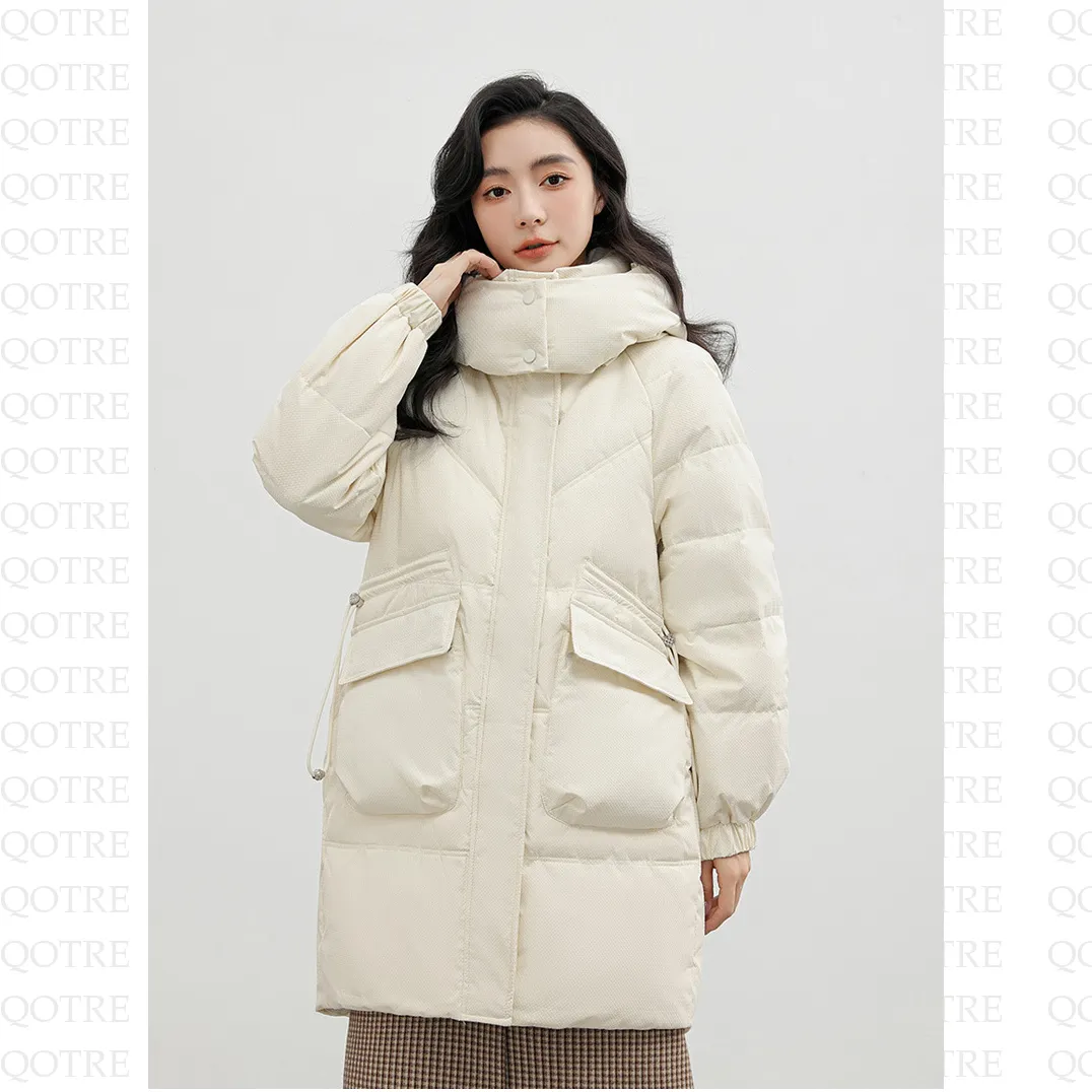 Bellows Pocket Mid-Length Puffa Hooded Parka