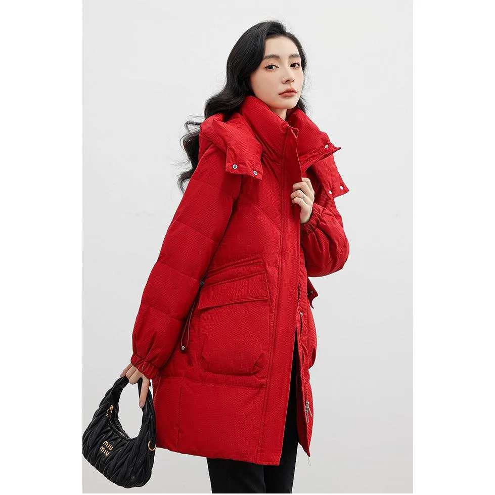 Bellows Pocket Mid-Length Puffa Hooded Parka
