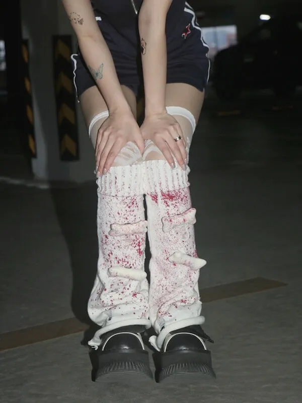 Bloody bones y2k broken leg warmers