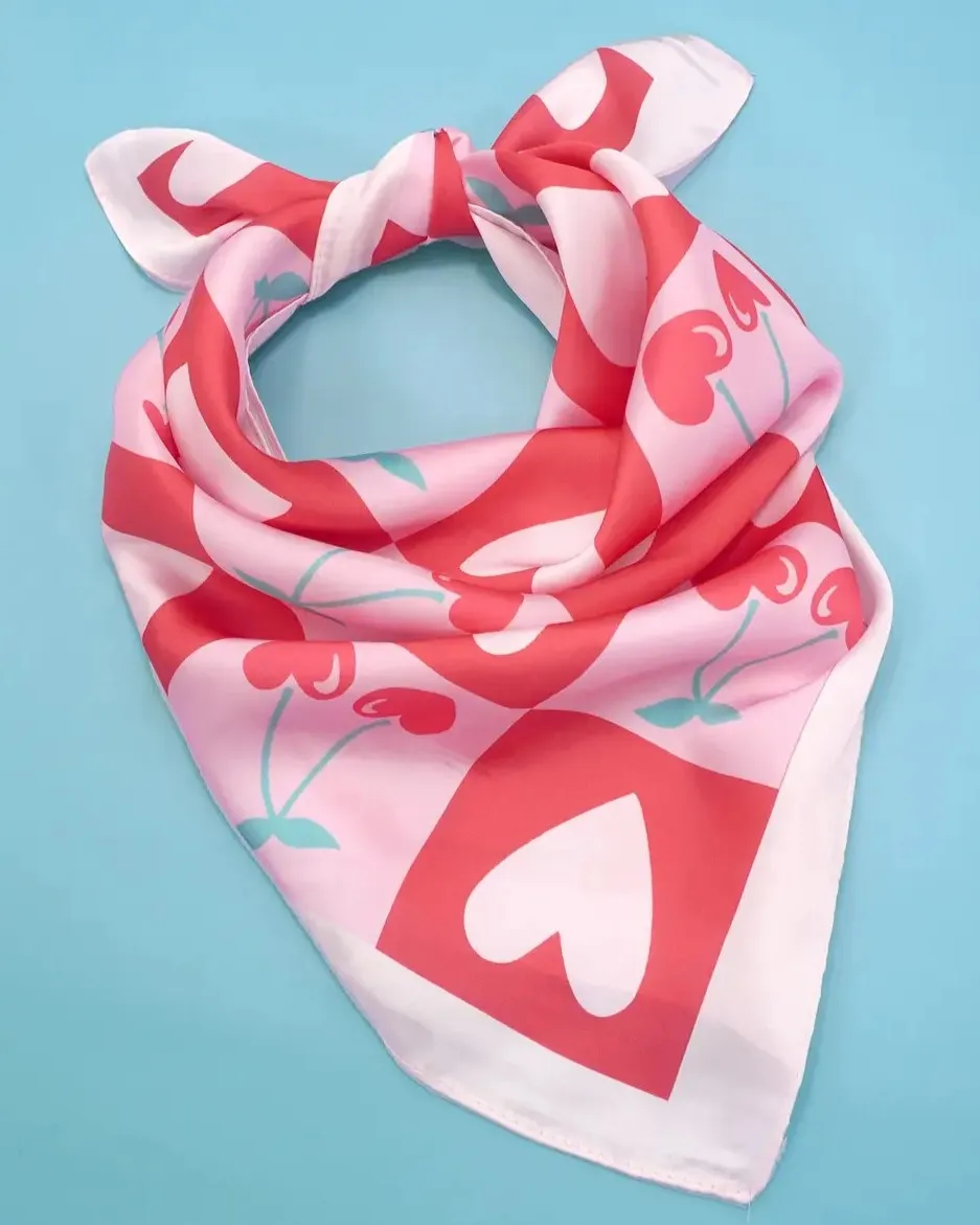 Cherry Heart Silk Scarf