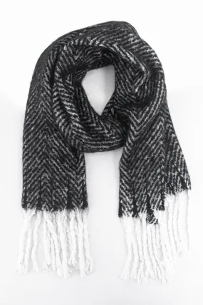 Cooper Heavyweight Scarf - Black, Herringbone