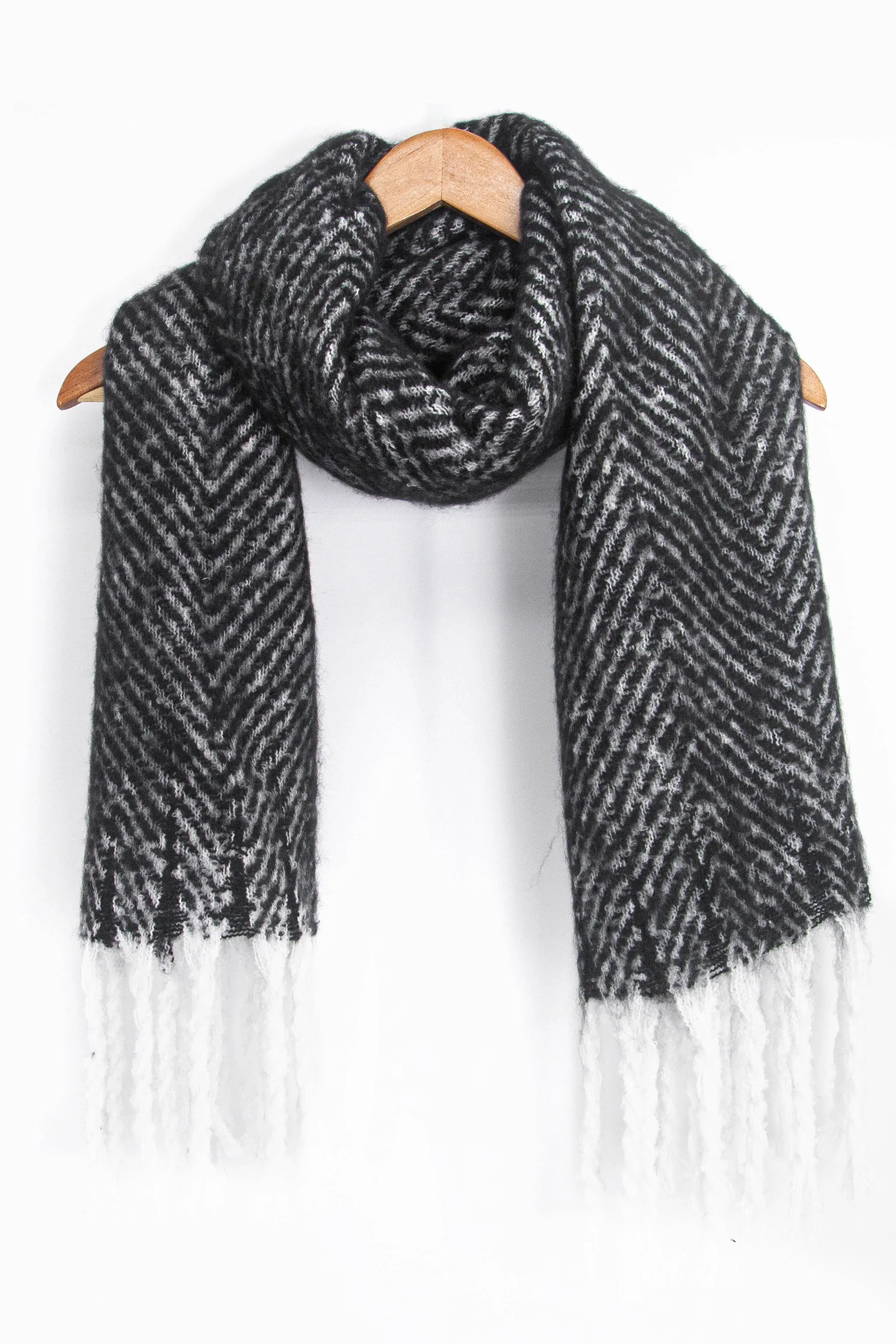 Cooper Heavyweight Scarf - Black, Herringbone