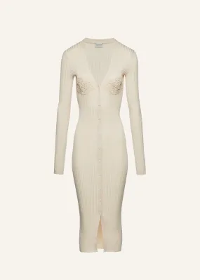 Crochet bra cardigan dress in cream