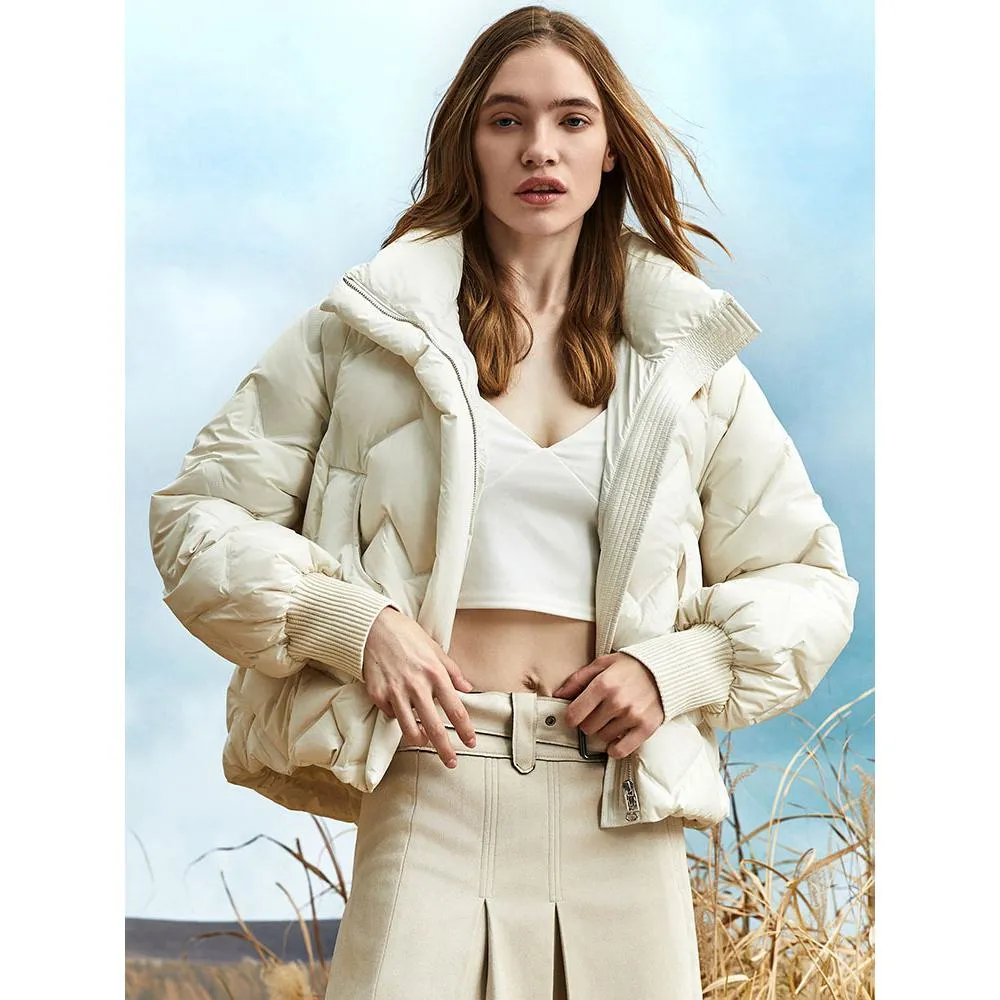 Cropped Puffa Quilted Down Jacket