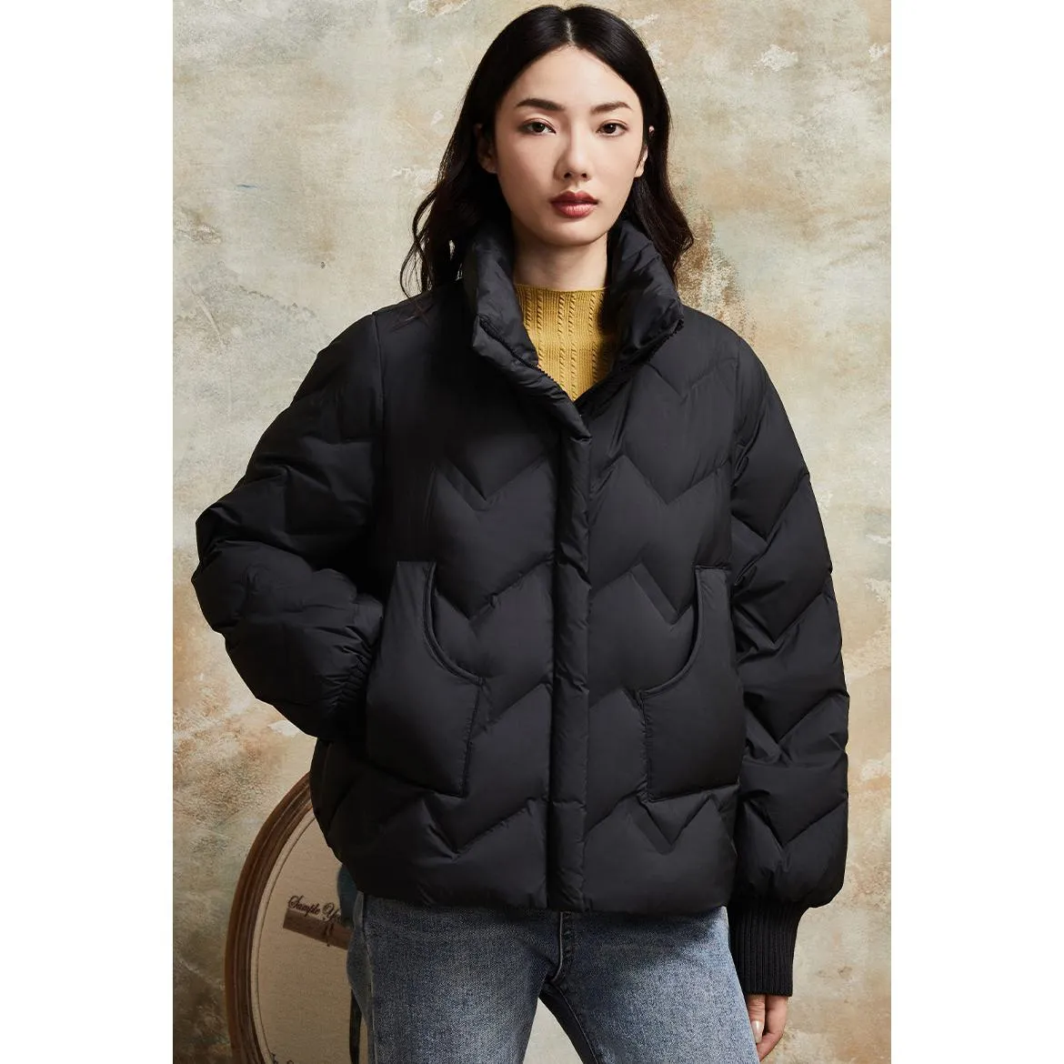 Cropped Puffa Quilted Down Jacket