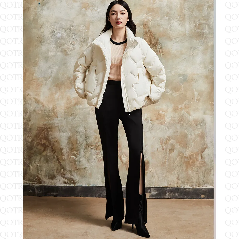 Cropped Puffa Quilted Down Jacket