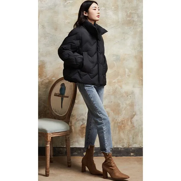 Cropped Puffa Quilted Down Jacket