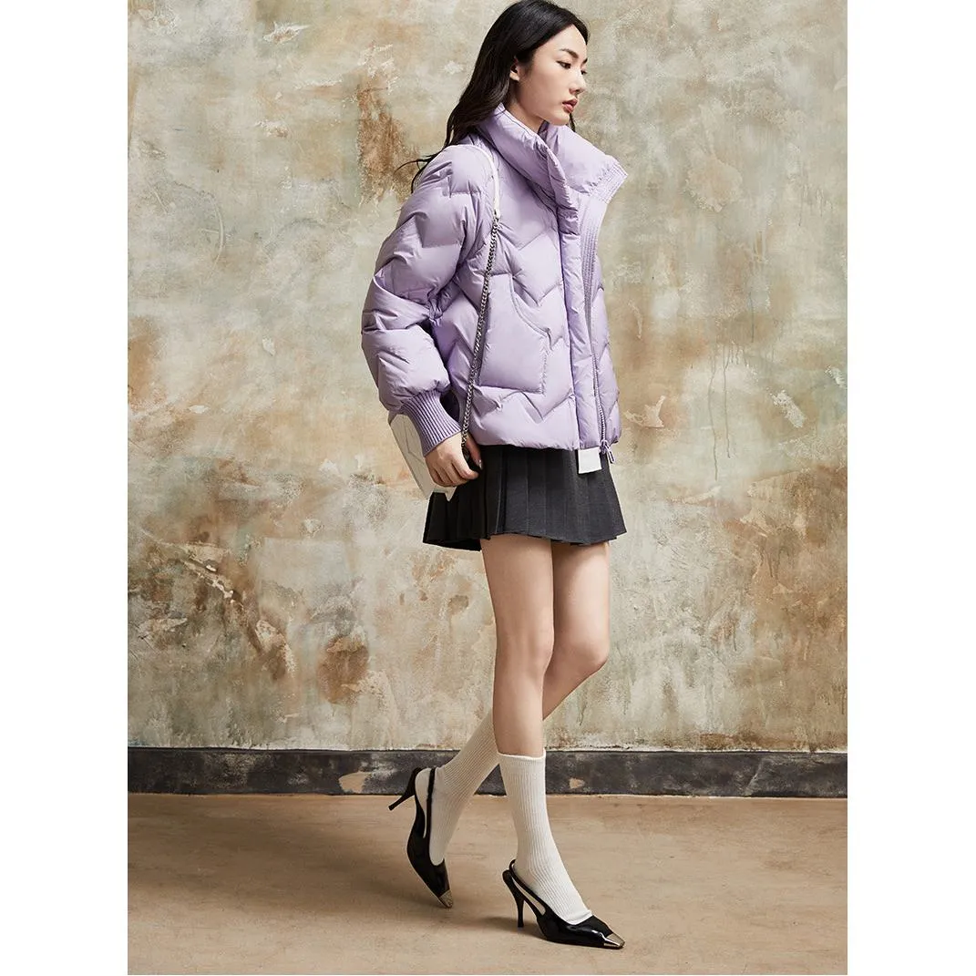 Cropped Puffa Quilted Down Jacket