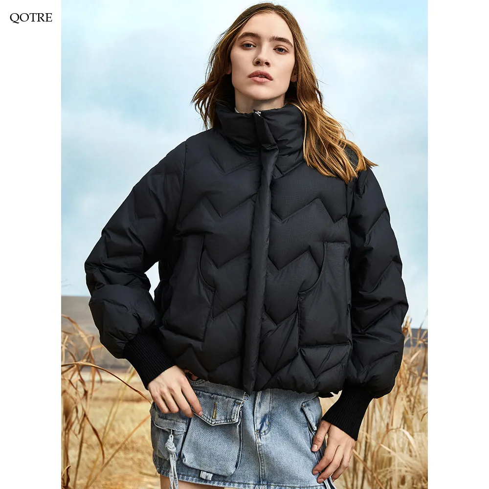 Cropped Puffa Quilted Down Jacket