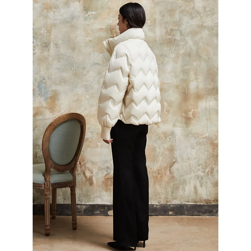 Cropped Puffa Quilted Down Jacket