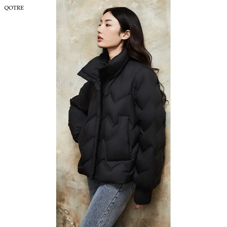 Cropped Puffa Quilted Down Jacket
