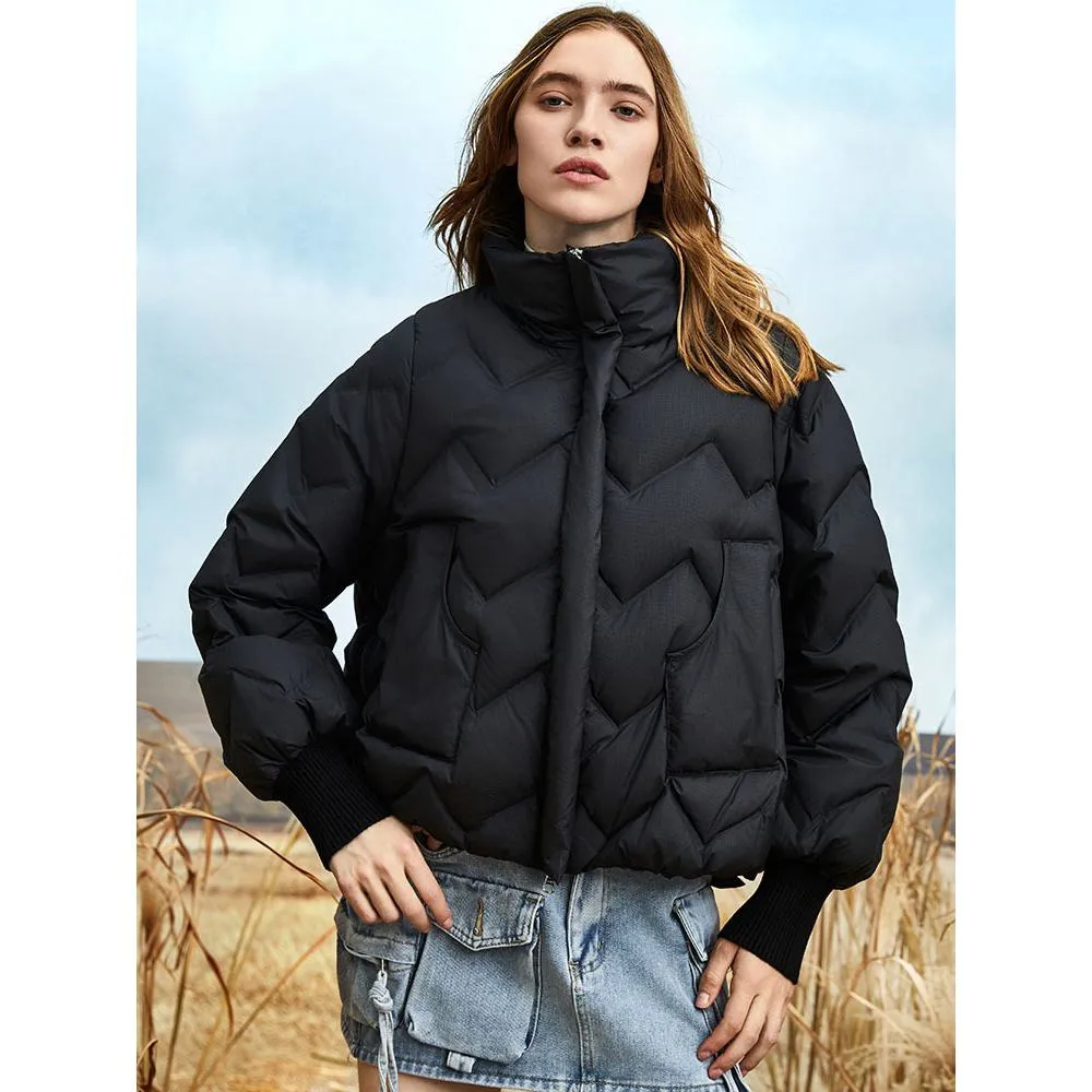Cropped Puffa Quilted Down Jacket