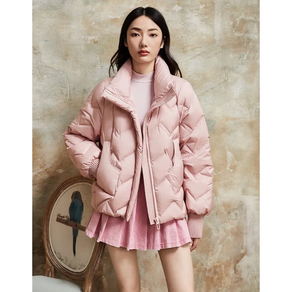 Cropped Puffa Quilted Down Jacket